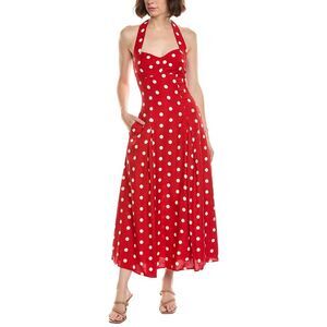 Nicholas Womens Seraphina Linen-Blend Halter Dress